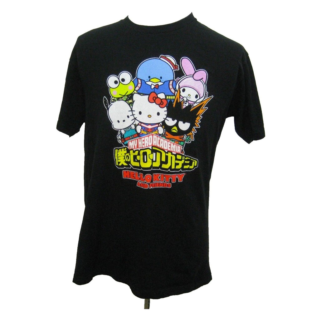 HELLO KITTY Men's (Size Large) Black Short Sleeve Graphic T-Shirt Japanese Cat